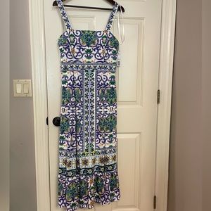 NWT Antonio Melani Mosaic Print Maxi Dress size 8 green and white